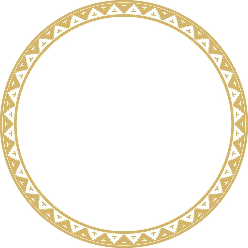 Vector gold round Byzantine border, frame. Circle Greek pattern, Drawing of the Eastern Roman Empire. Decoration of the Russian Orthodox Church