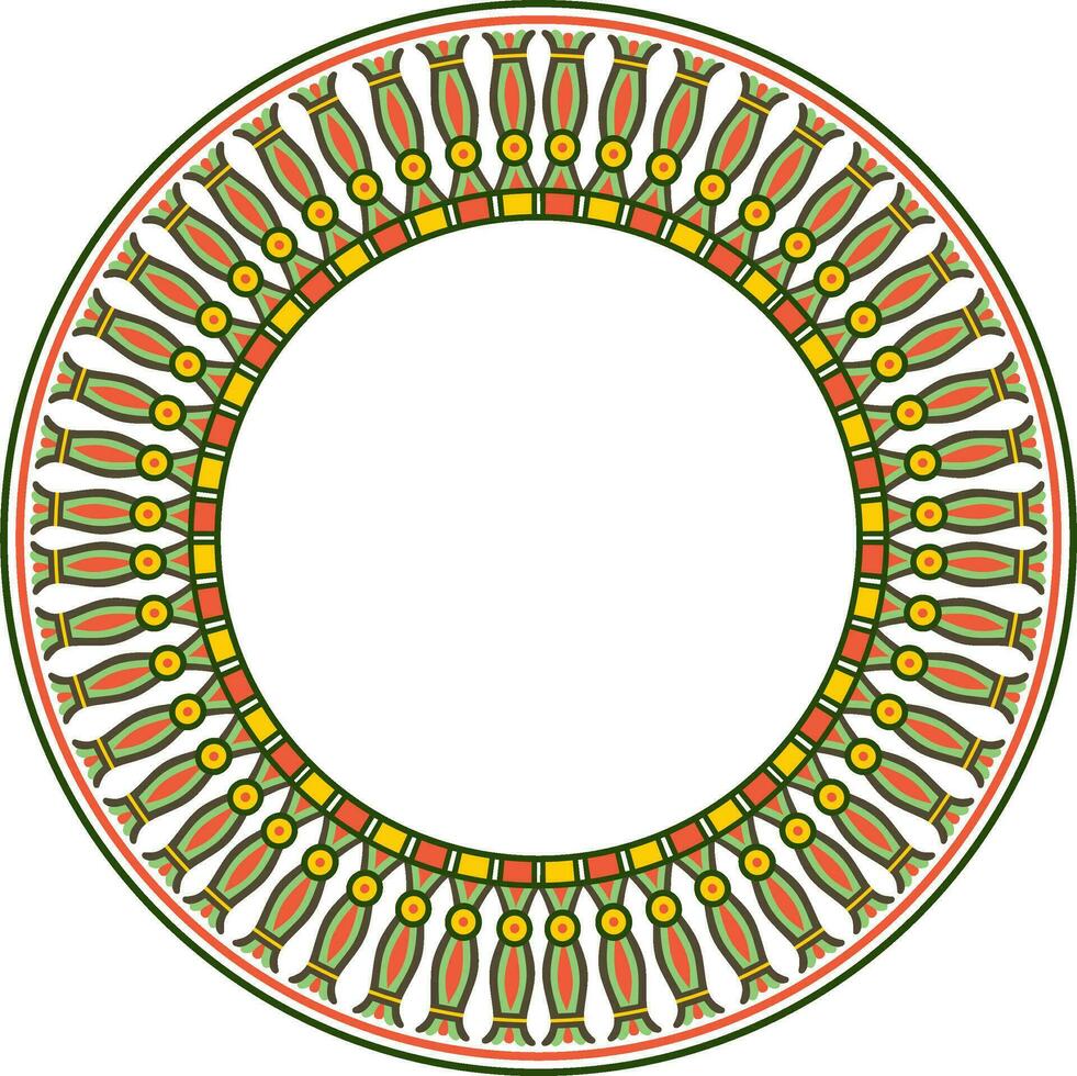 Vector colored round Egyptian border. Circle ornament of ancient Africa.