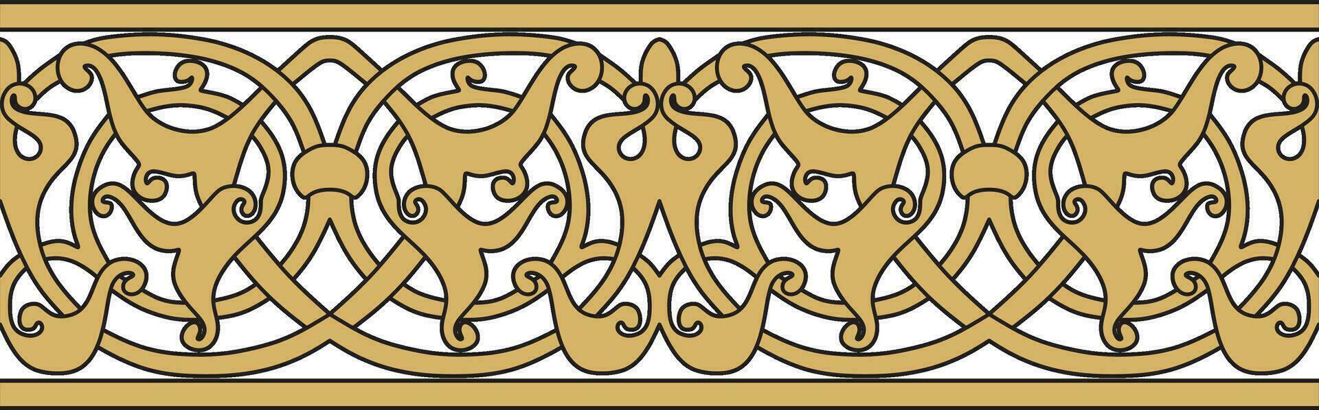 Vector golden seamless arabic national ornament. Ethnic endless pattern, oriental and african peoples of asia, persia, iran, iraq, syria