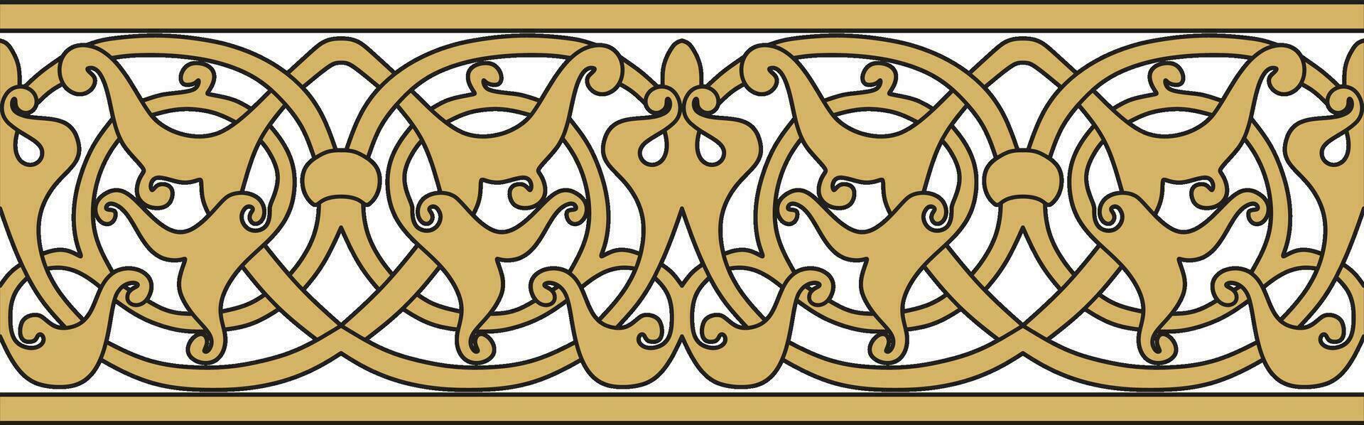 Vector golden seamless arabic national ornament. Ethnic endless pattern, oriental and african peoples of asia, persia, iran, iraq, syria