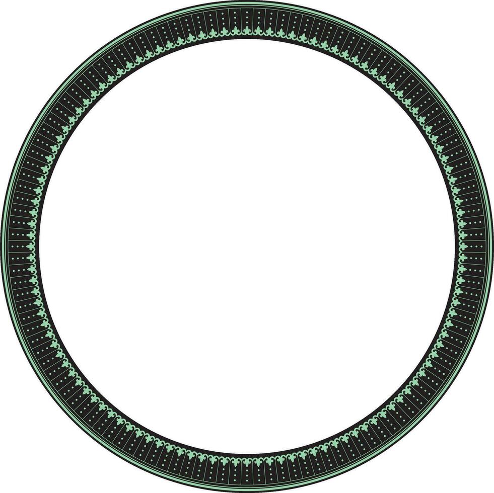 Vector green with black frame, border, Chinese ornament. Patterned circle, ring of the peoples of East Asia, Korea, Malaysia, Japan, Singapore, Thailand