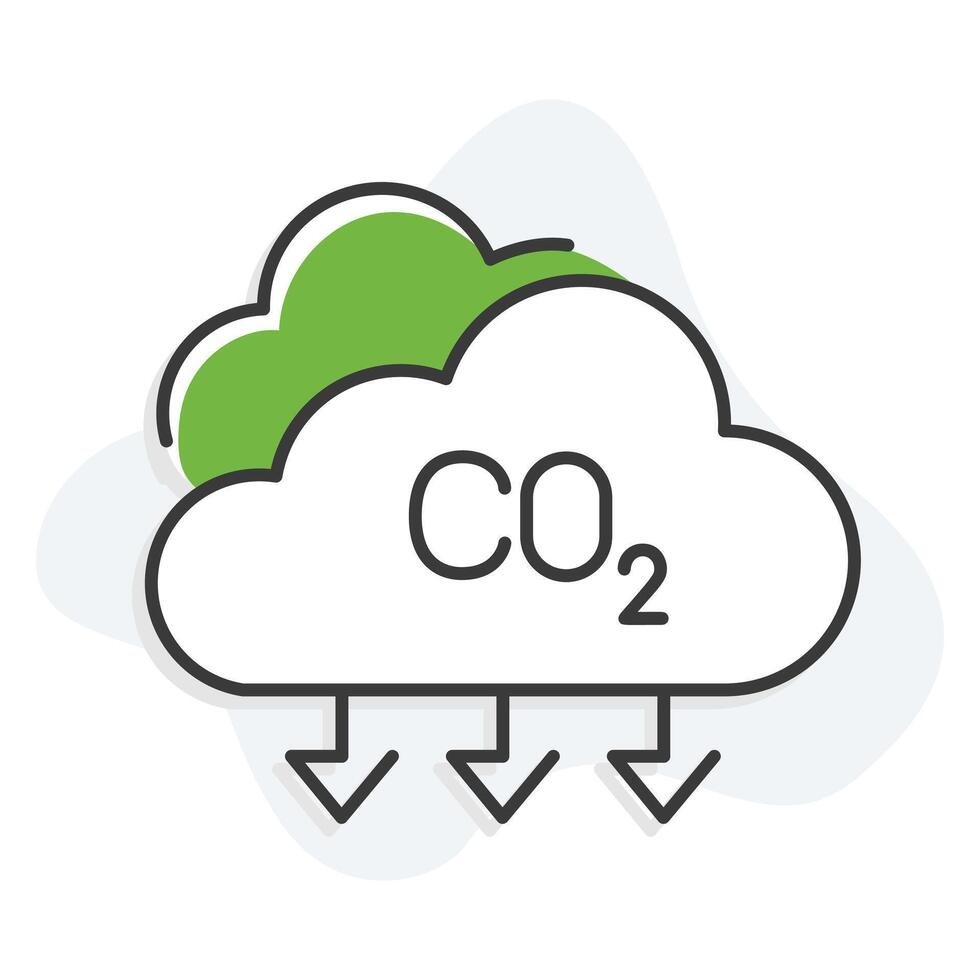 un icono simbolizando carbón emisión reducción y levantamiento conciencia acerca de carbón huellas y invernadero gas control. vector