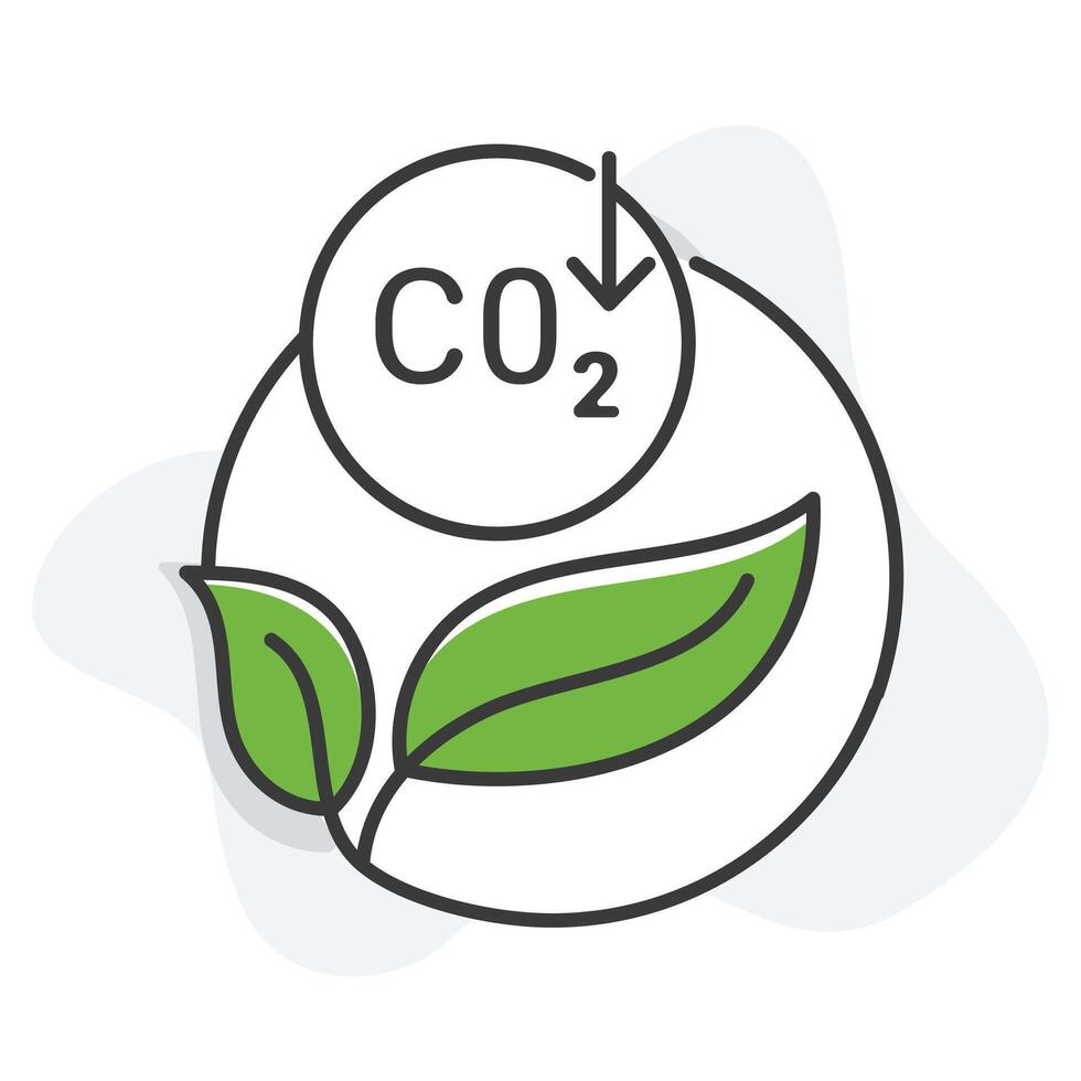 un icono simbolizando carbón emisión reducción y levantamiento conciencia acerca de carbón huellas y invernadero gas control. vector