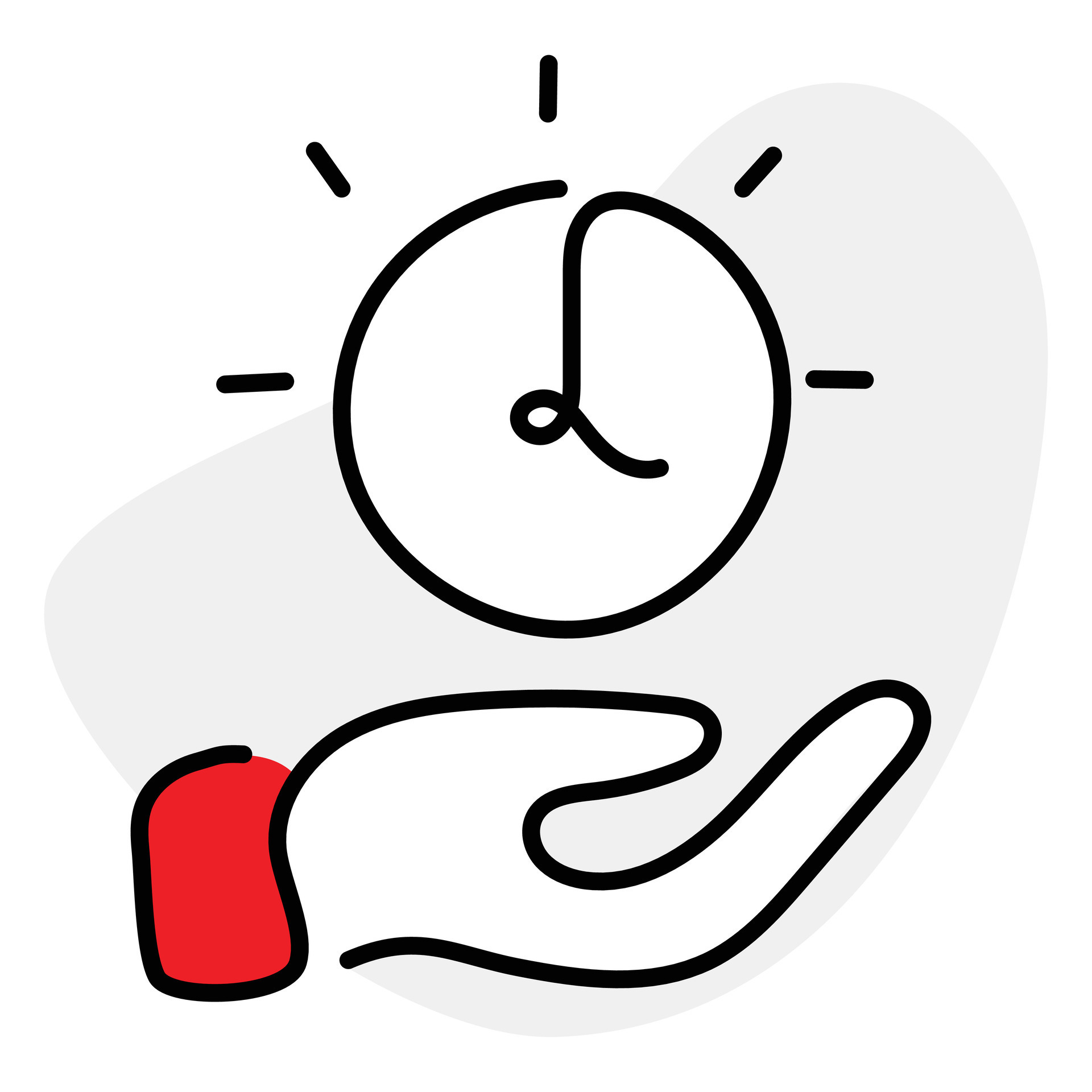 An illustration of a hand holding a clock, conveying the concept of owning and managing one's