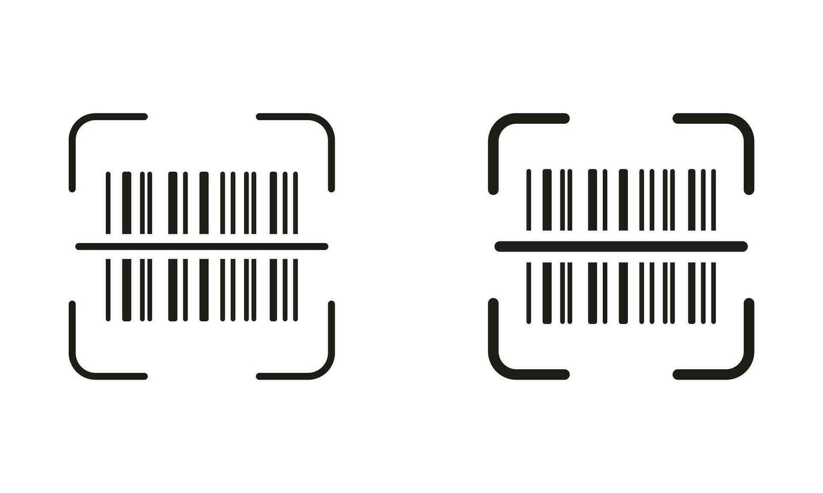 Barcode Tag Scanner Pictogram. Scan Bar Code Line and Silhouette Black Icon Set. Product Information Identification. Digital Scanning Technology Symbol Collection. Isolated Vector Illustration.