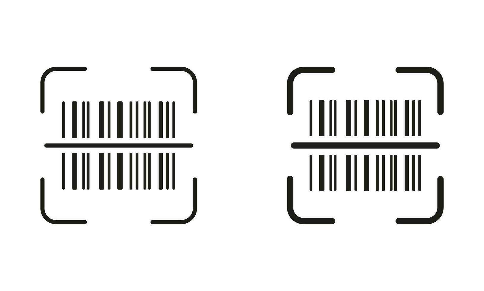 código de barras etiqueta escáner pictograma. escanear bar código línea y silueta negro icono colocar. producto información identificación. digital exploración tecnología símbolo recopilación. aislado vector ilustración.