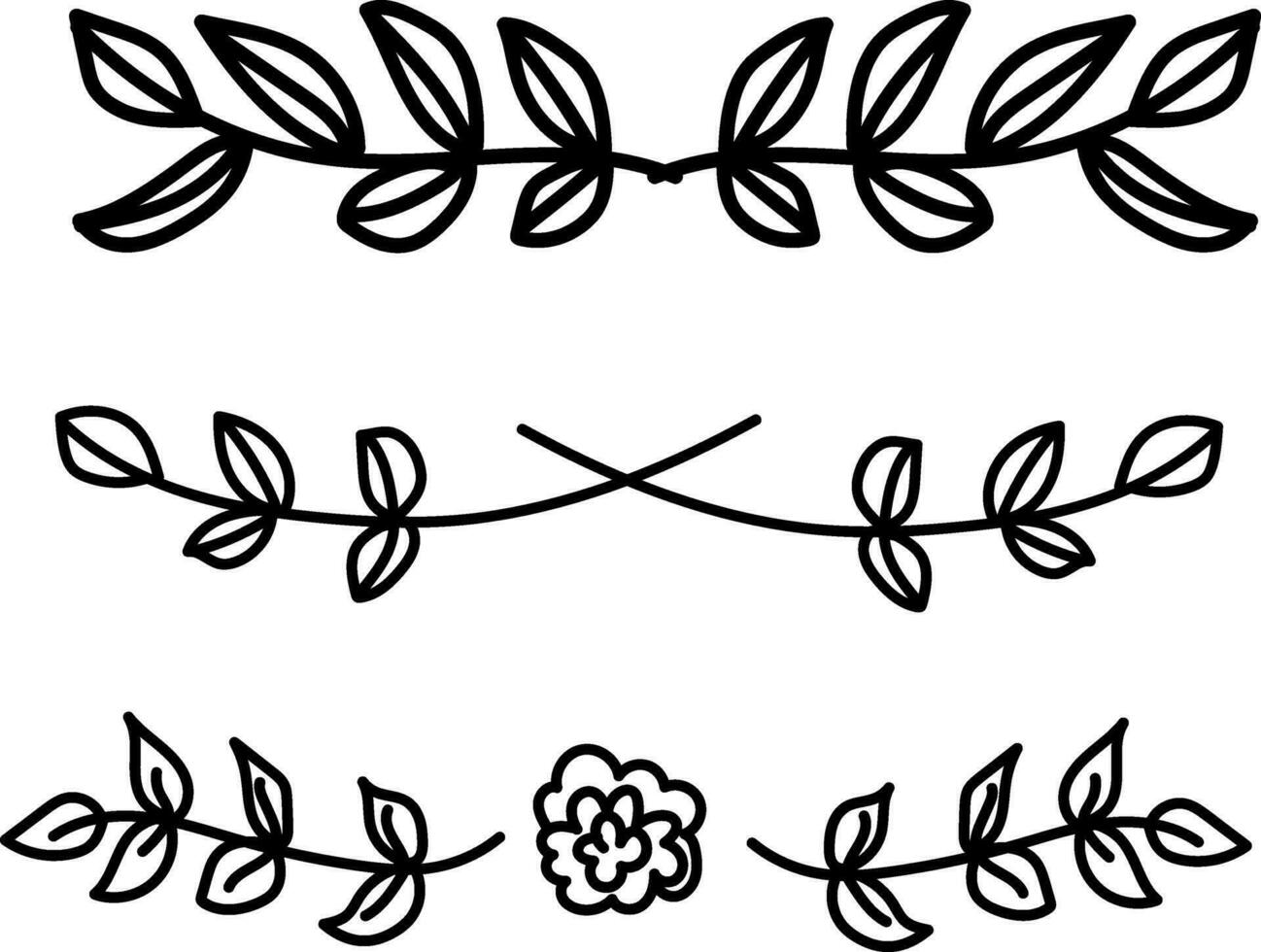 Hand drawn ornament divider collection, hand drawn clipart, borders clipart design element, doodle dividers, hand drawn line borders, leaf design, vintage ornaments, decorament element vector