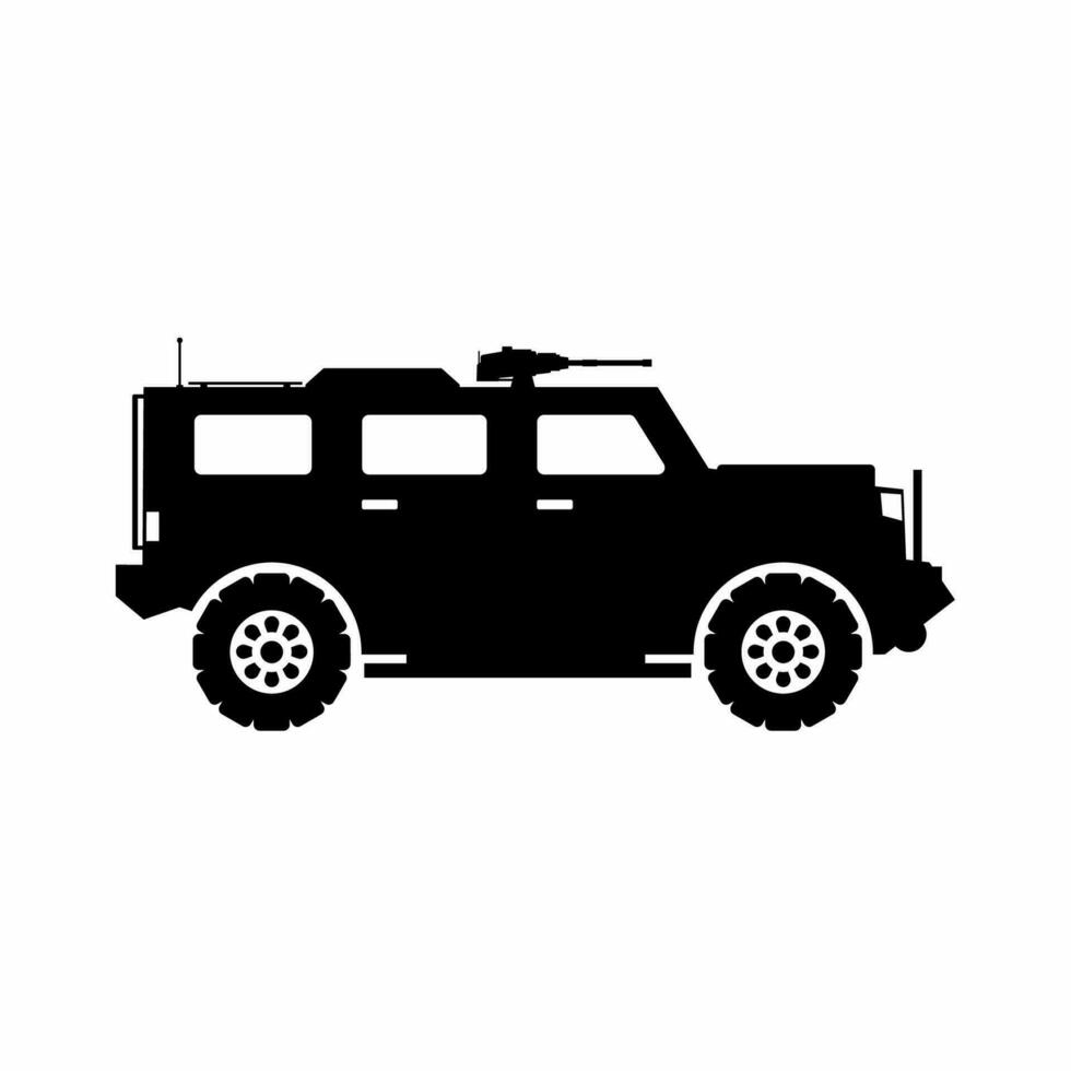 Light utility vehicle silhouette vector. Military vehicle silhouette for icon, symbol or sign. Armored vehicle symbol for military, war, conflict and patrol vector