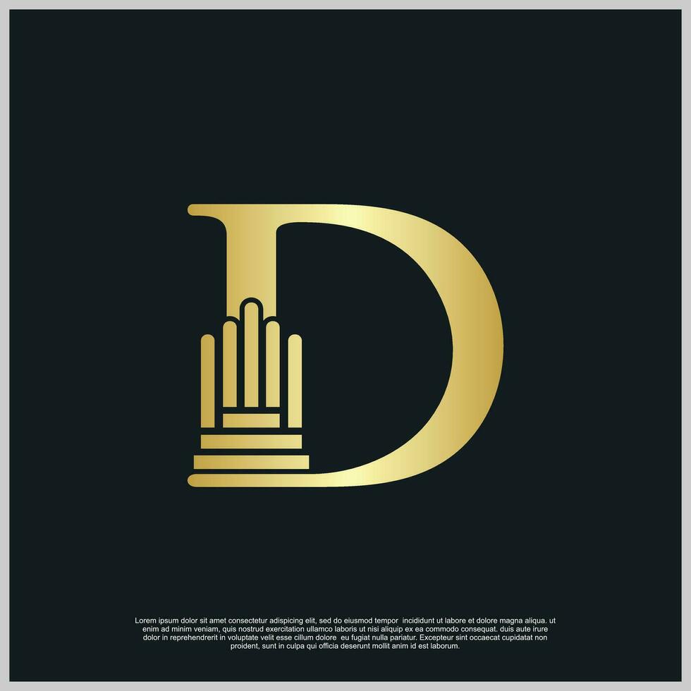 Legal pillar logo design initials with creative concept premium vector