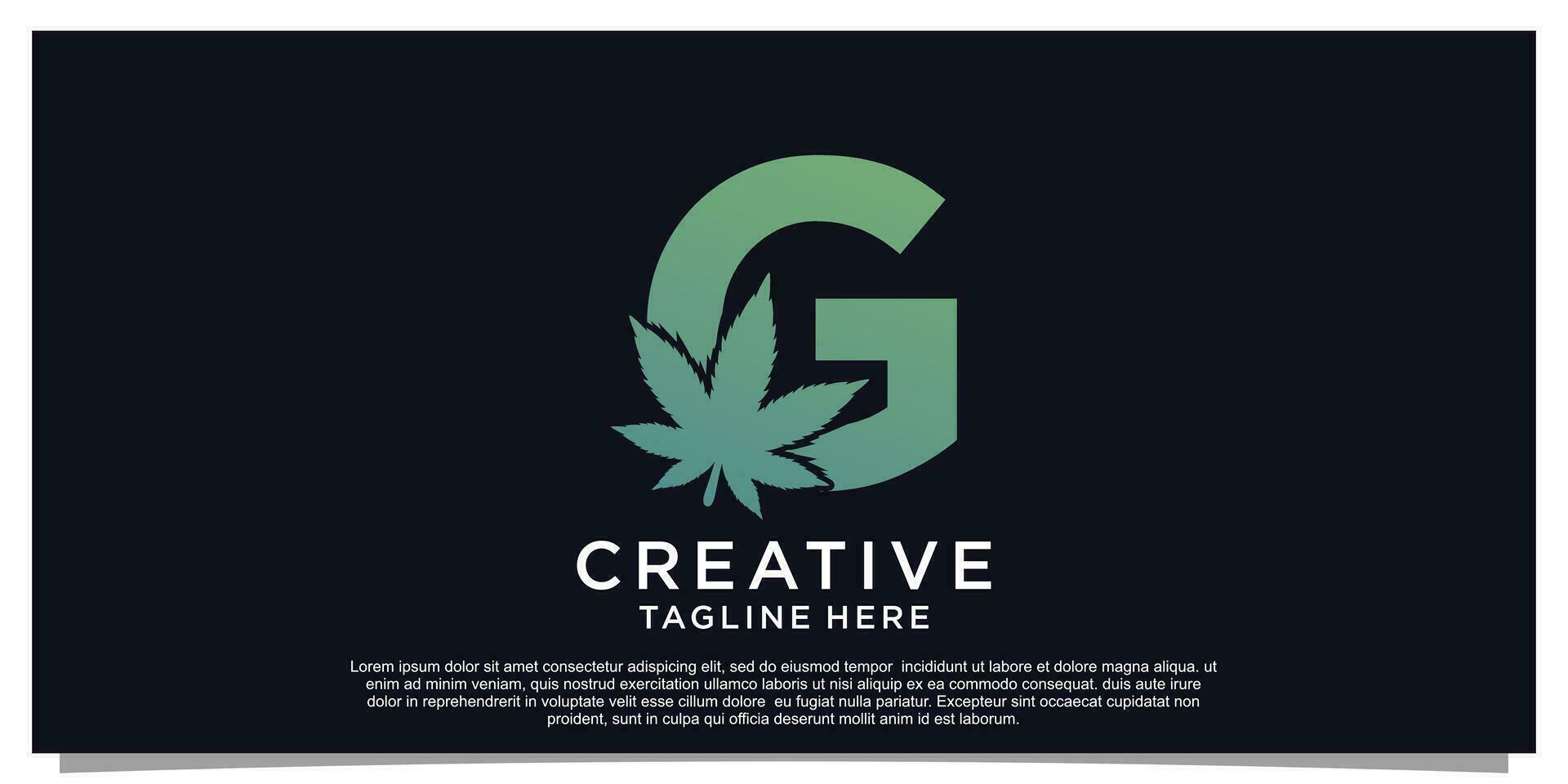 Logo design initial letter for business with cannabis concept Premium Vector