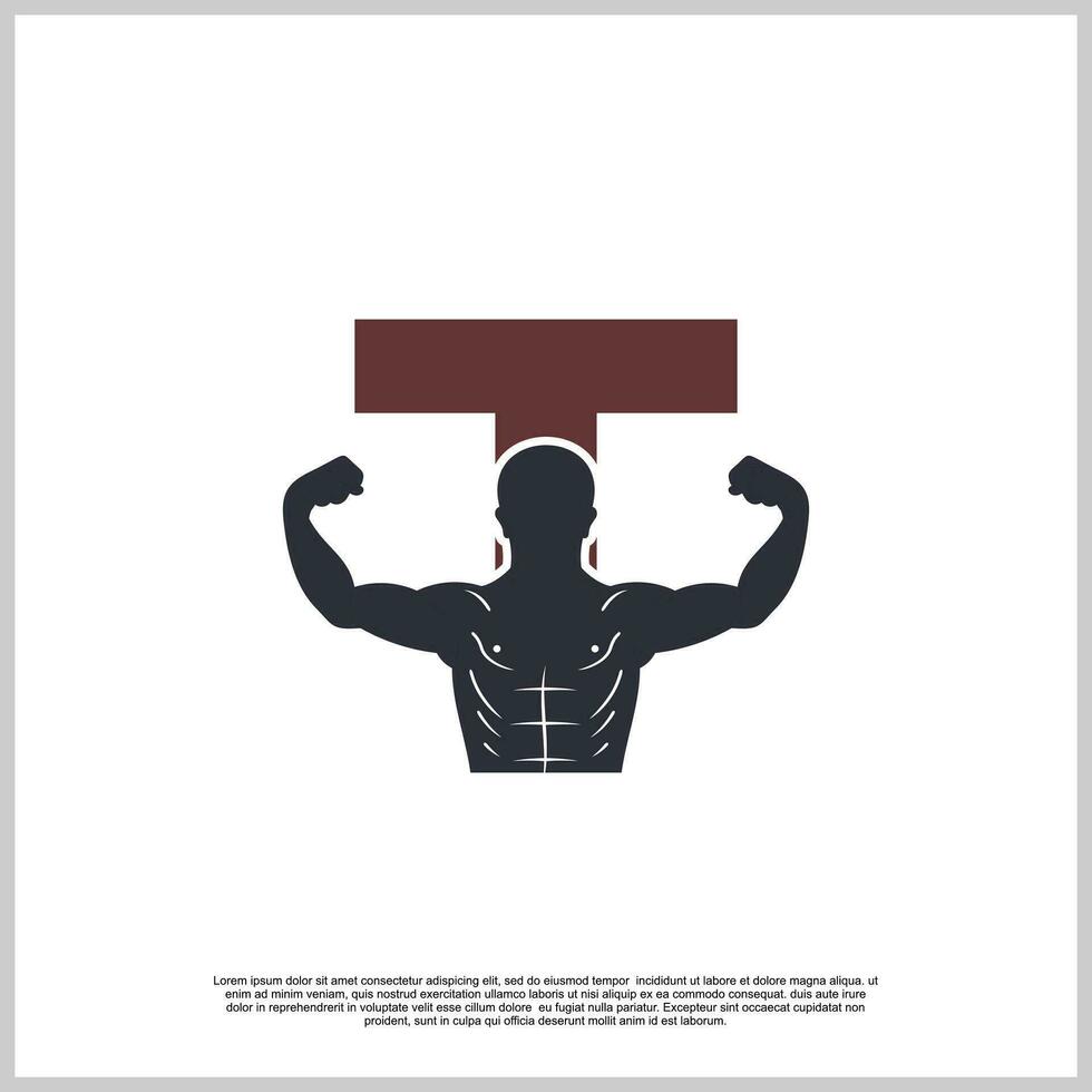 Fitness logo design on letter gym and dumbbell fitness Premium Vector
