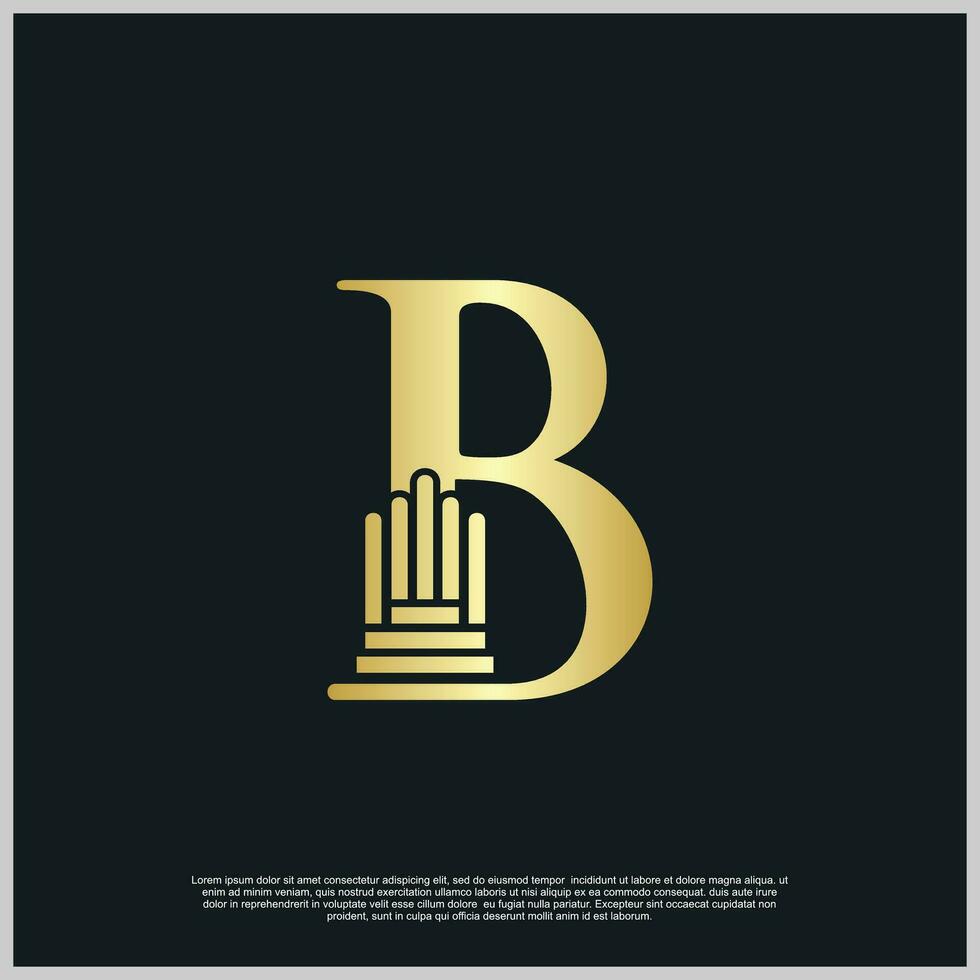 Legal pillar logo design initials with creative concept premium vector