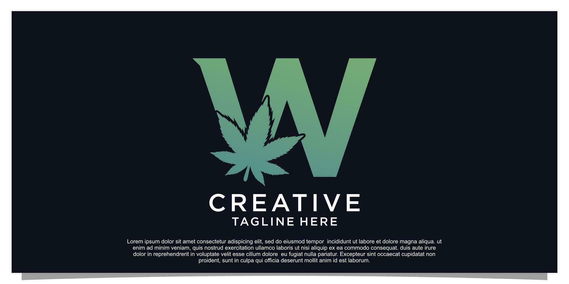 Logo design initial letter for business with cannabis concept Premium Vector