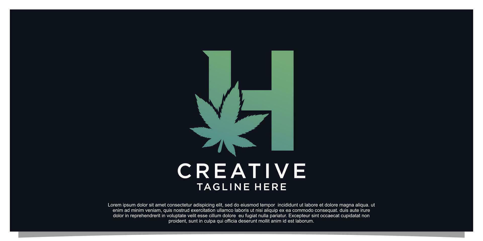 Logo design initial letter for business with cannabis concept Premium Vector