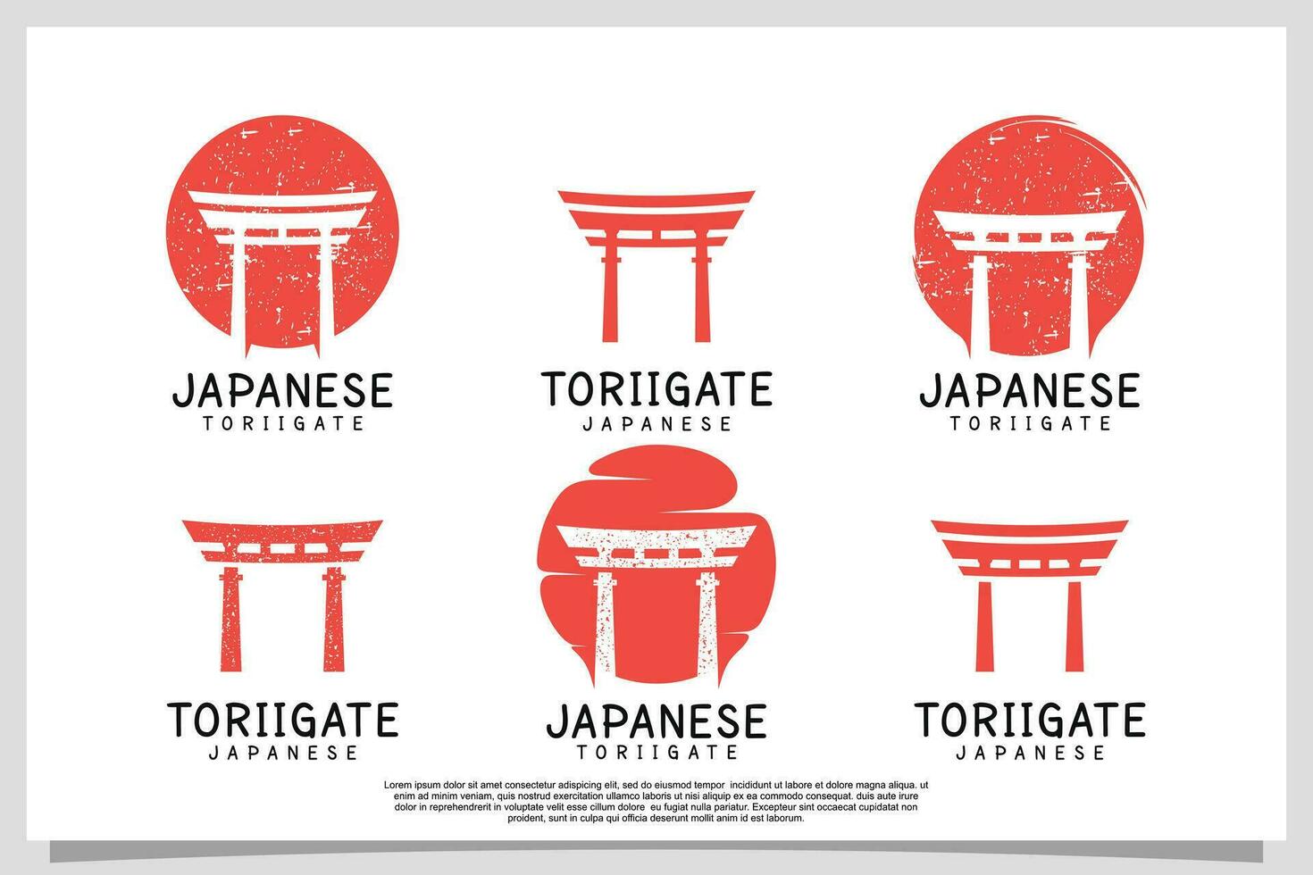 Set bundle japanese torii gate logo design template with creative concept Premium Vector