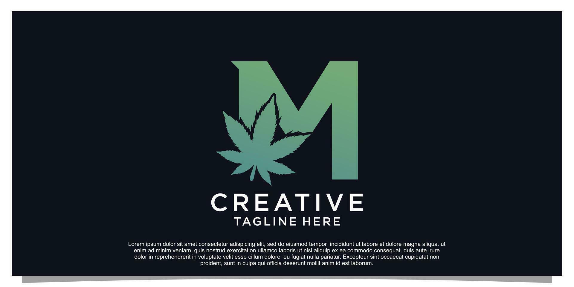 Logo design initial letter for business with cannabis concept Premium Vector