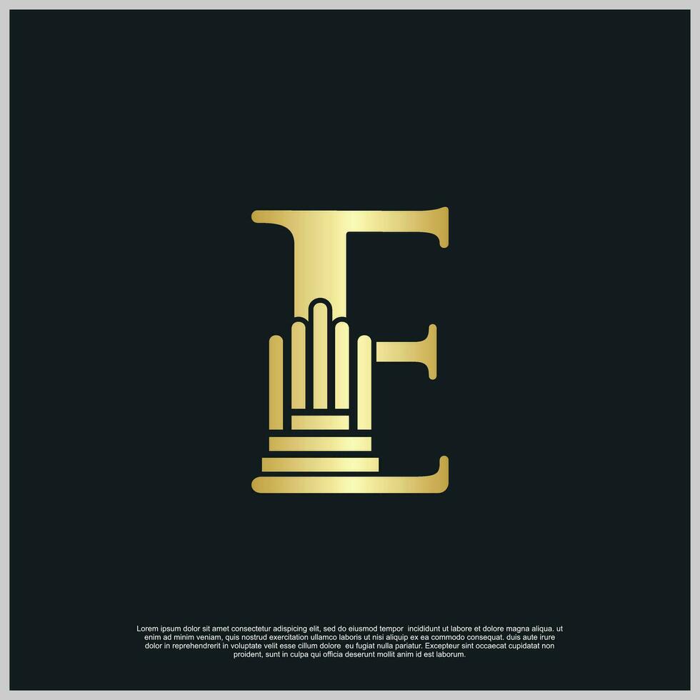 Legal pillar logo design initials with creative concept premium vector
