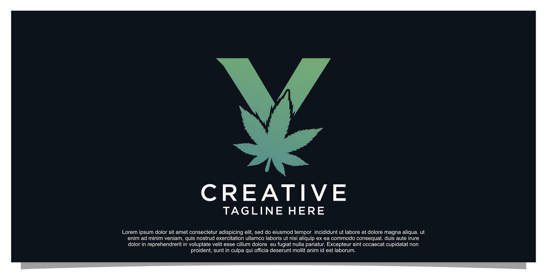 Logo design initial letter for business with cannabis concept Premium Vector