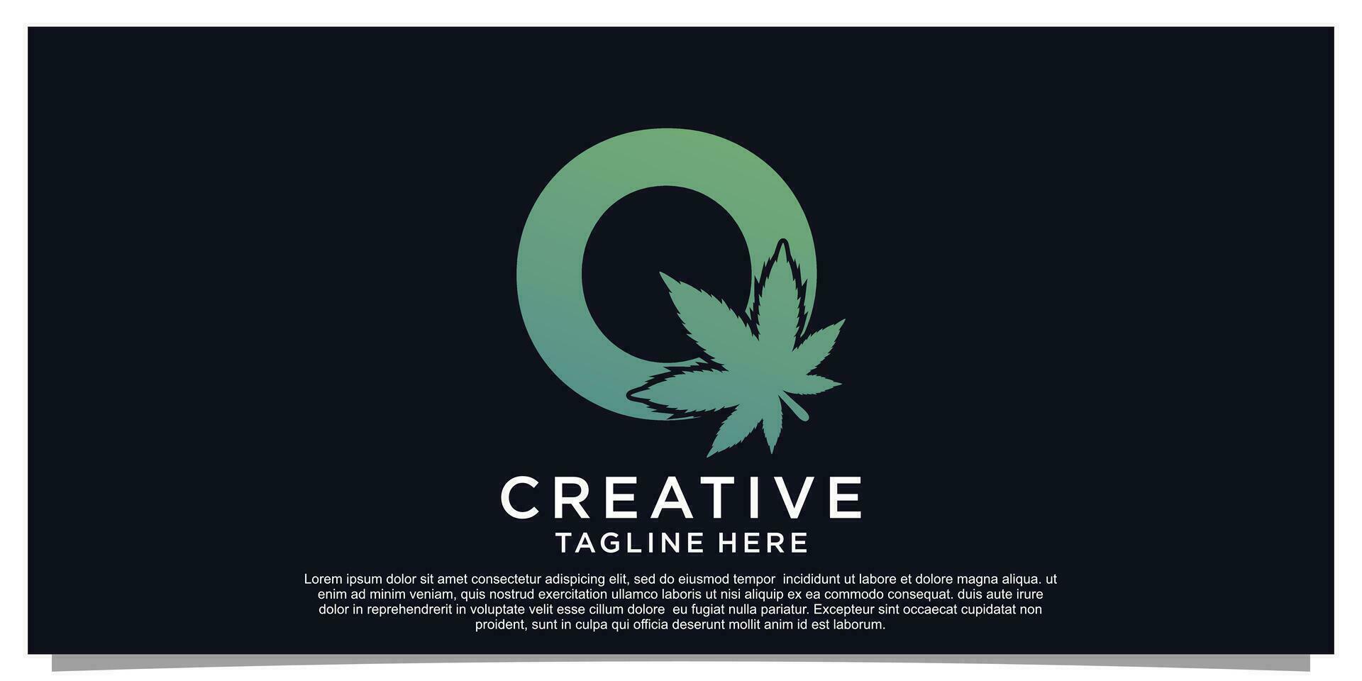 Logo design initial letter for business with cannabis concept Premium Vector