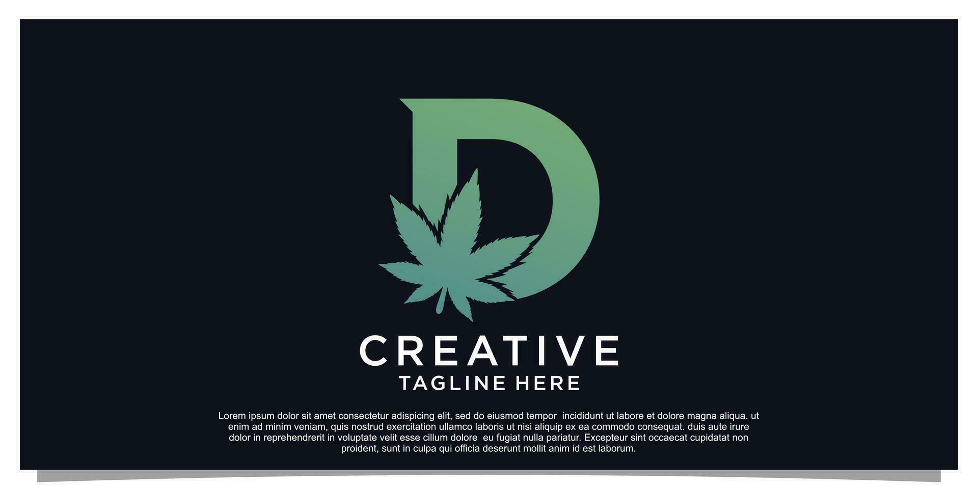 Logo design initial letter for business with cannabis concept Premium Vector