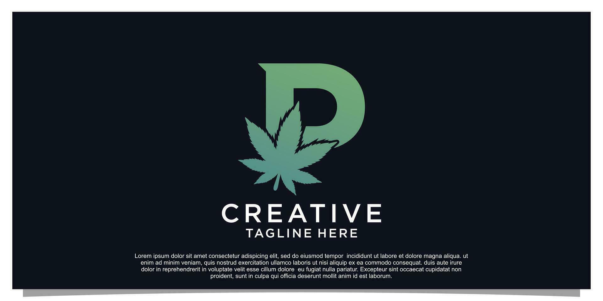 Logo design initial letter for business with cannabis concept Premium Vector