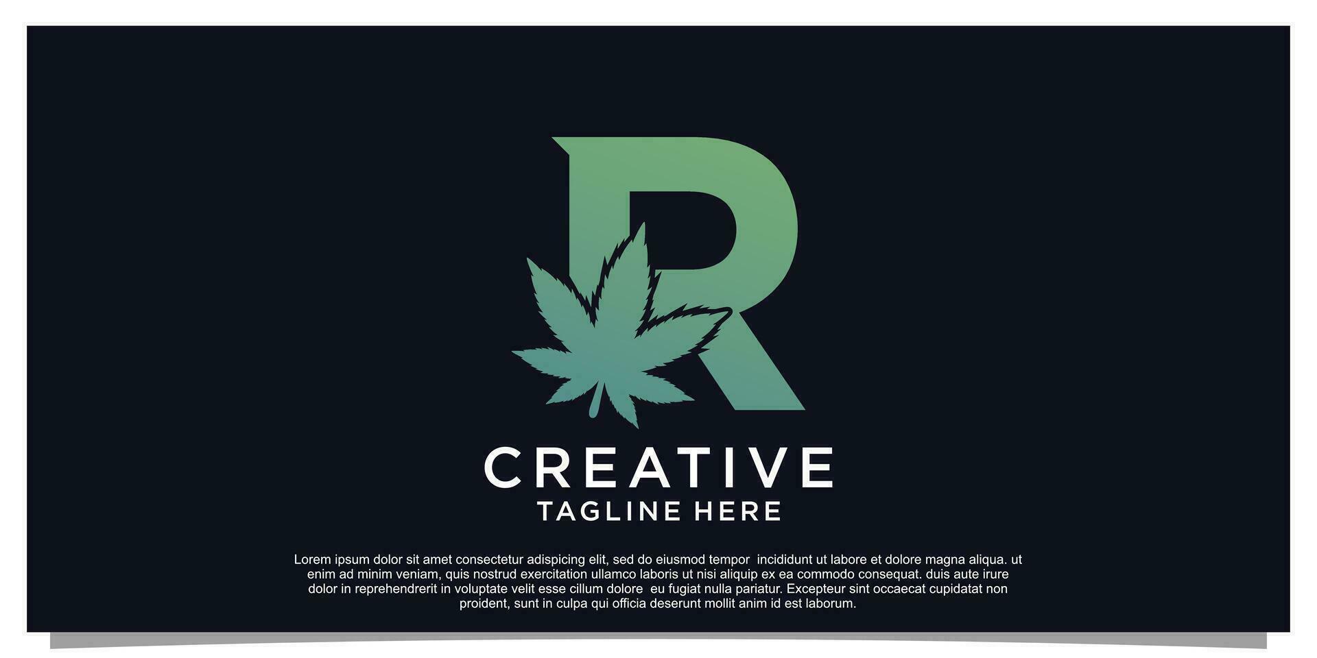 Logo design initial letter for business with cannabis concept Premium Vector