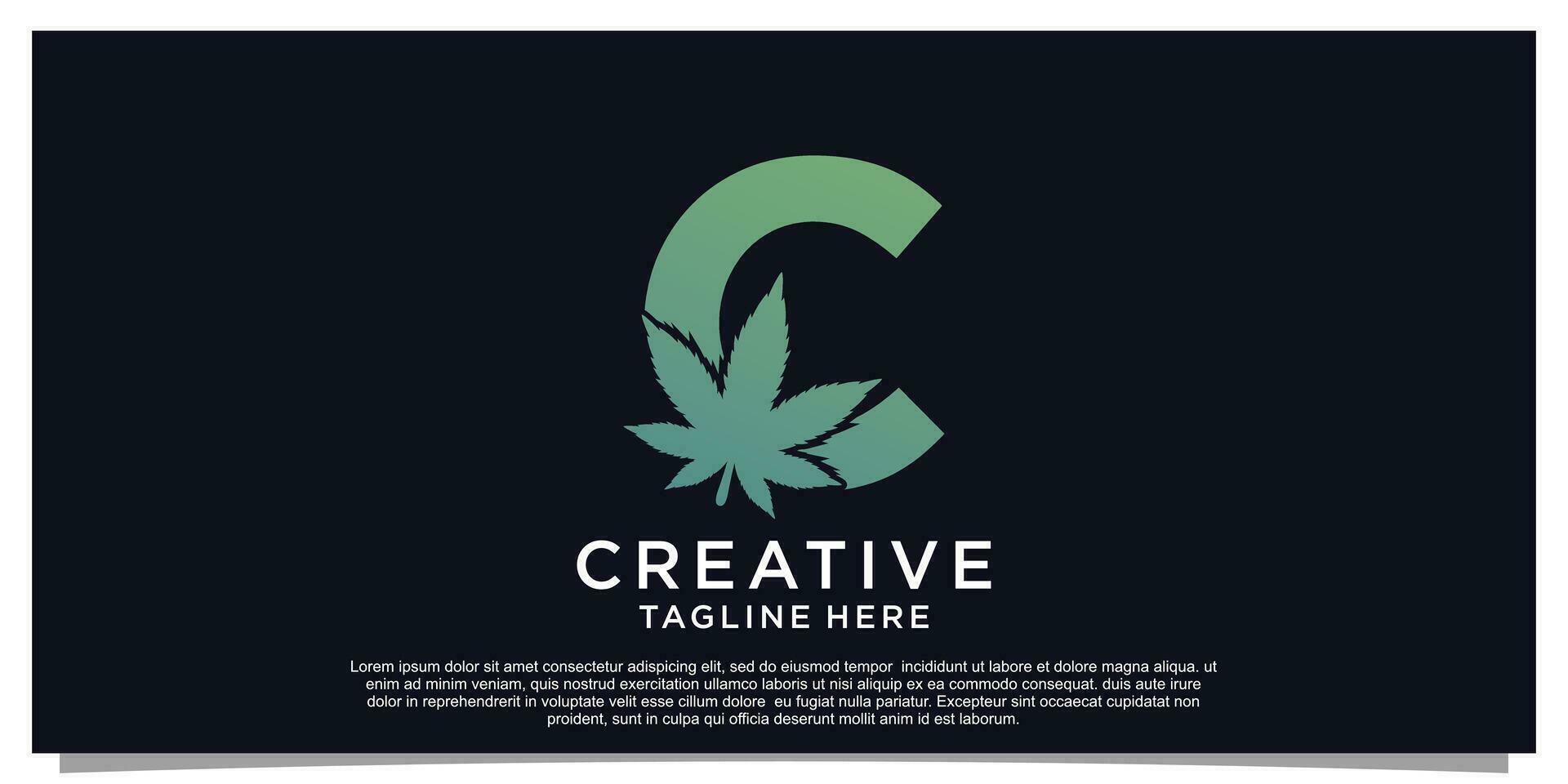 Logo design initial letter for business with cannabis concept Premium Vector