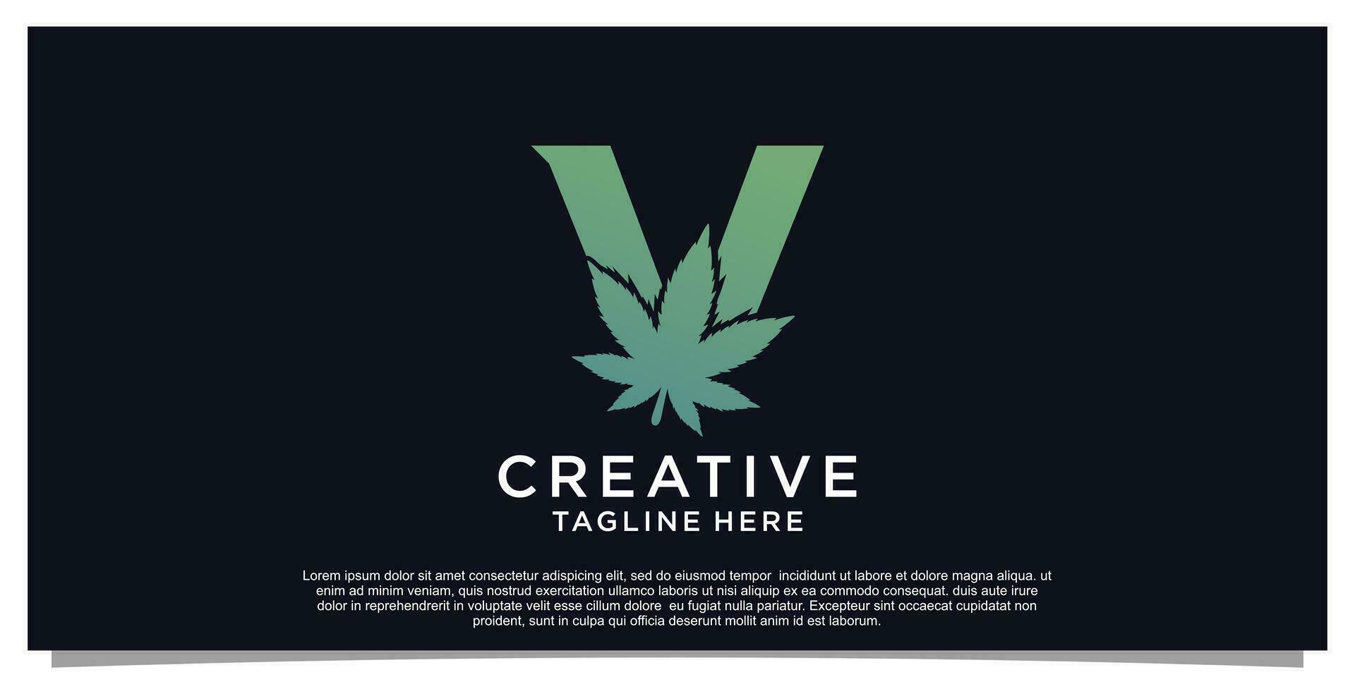 Logo design initial letter for business with cannabis concept Premium Vector