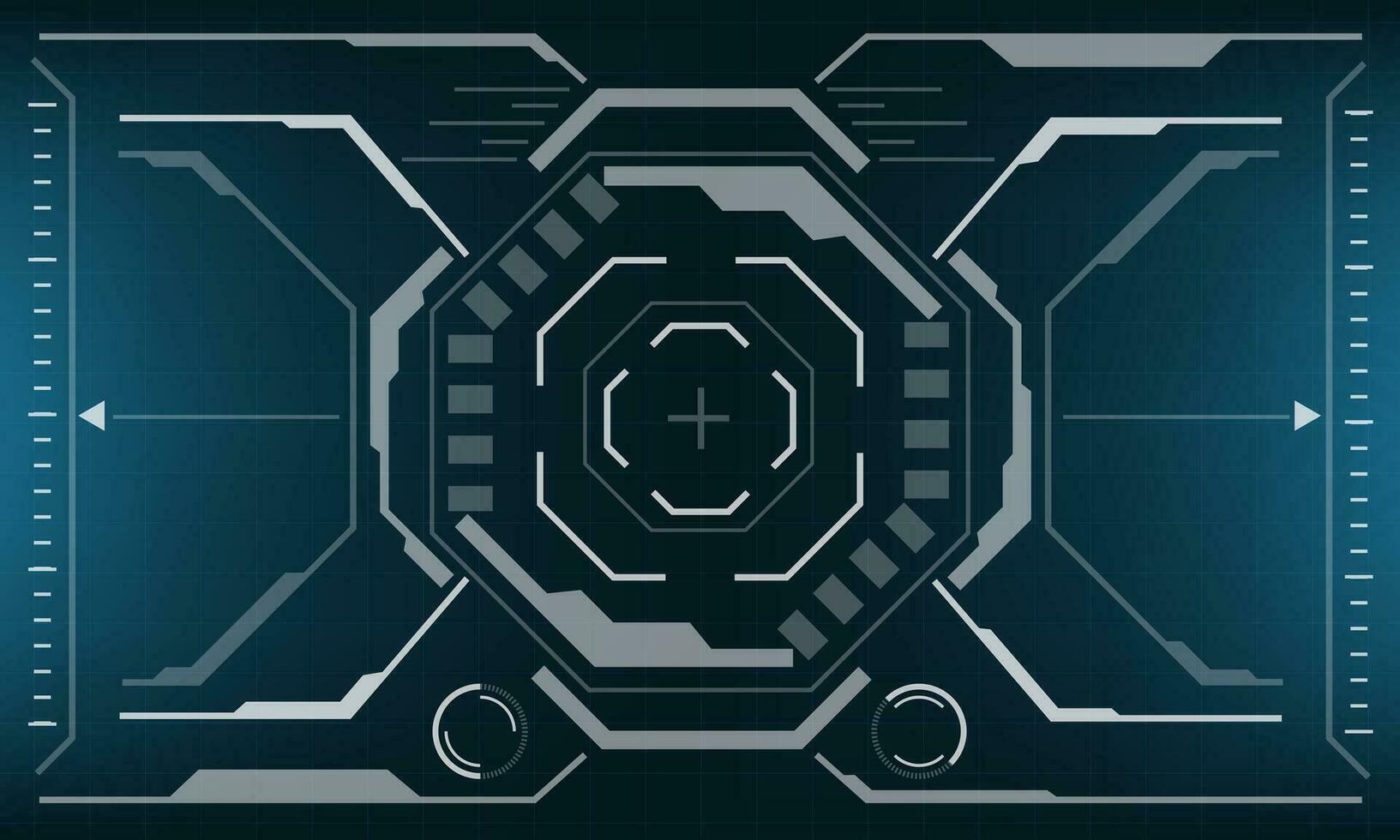 HUD sci-fi interface screen view white octagon geometric on blue design virtual reality futuristic technology creative display vector