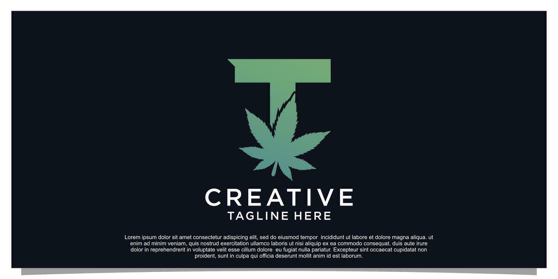 Logo design initial letter for business with cannabis concept Premium Vector