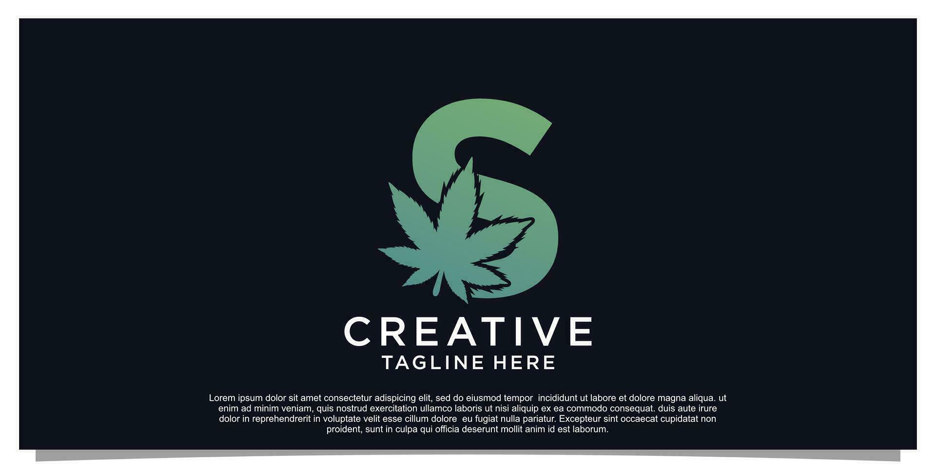 Logo design initial letter for business with cannabis concept Premium Vector