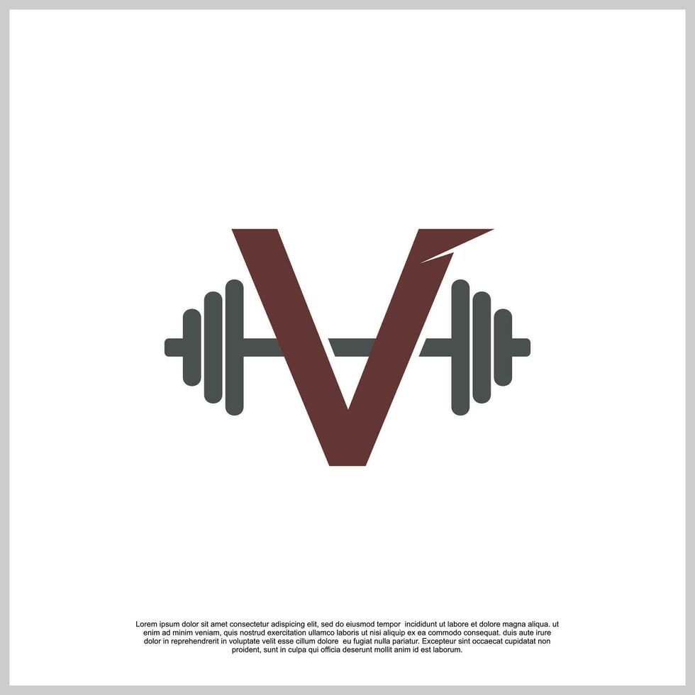 Letter gym with barbel logo design template unique concept Premium Vector