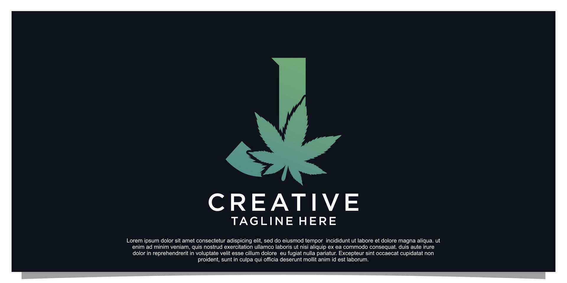Logo design initial letter for business with cannabis concept Premium Vector