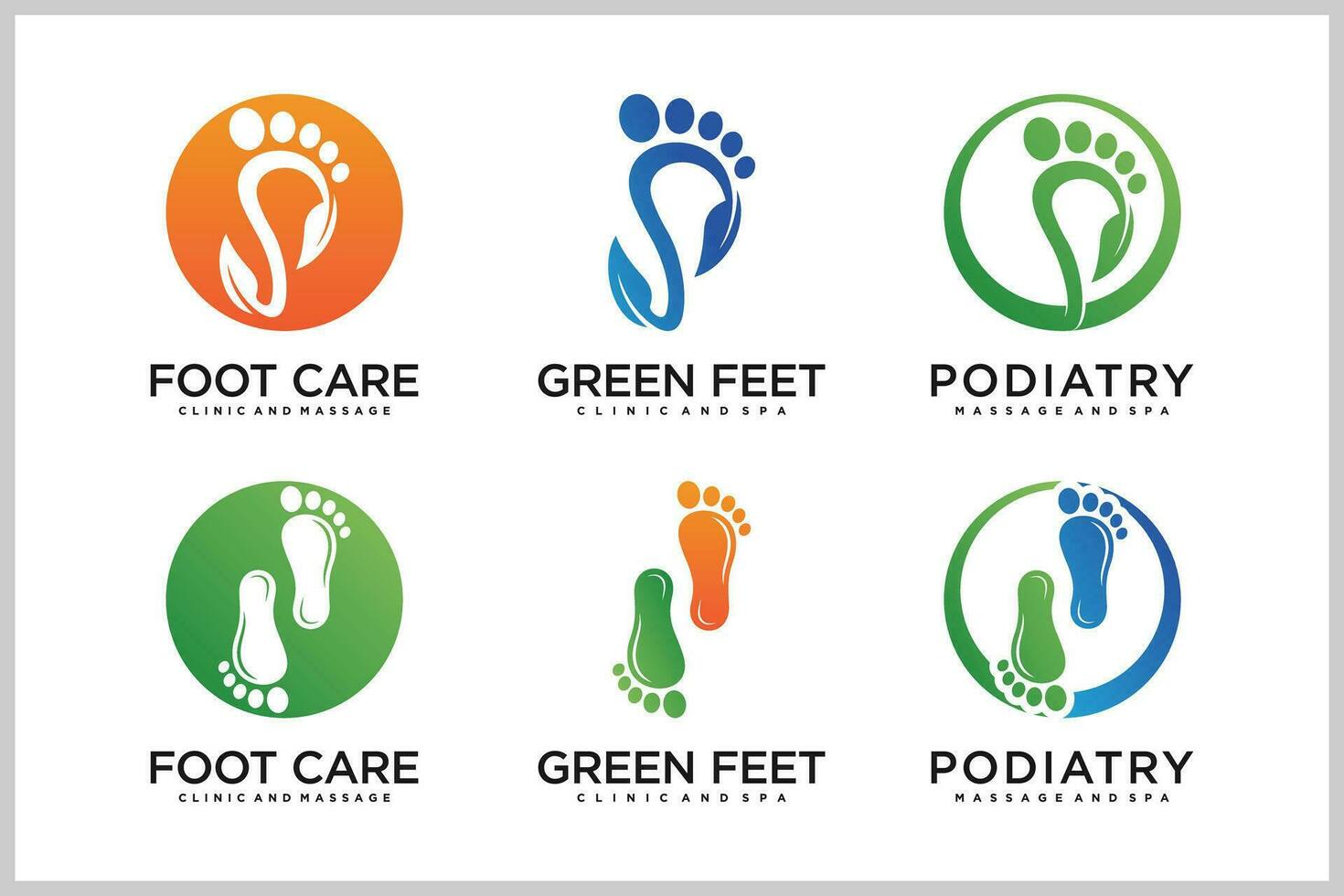 Set bundle podiatry Reflexology logo design unique concept Premium Vector