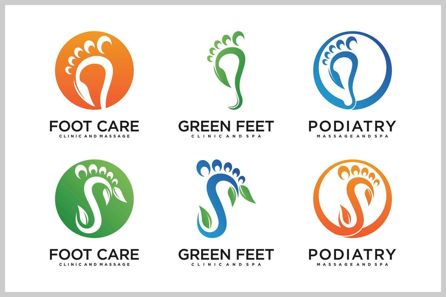 Set bundle podiatry Reflexology logo design unique concept Premium Vector