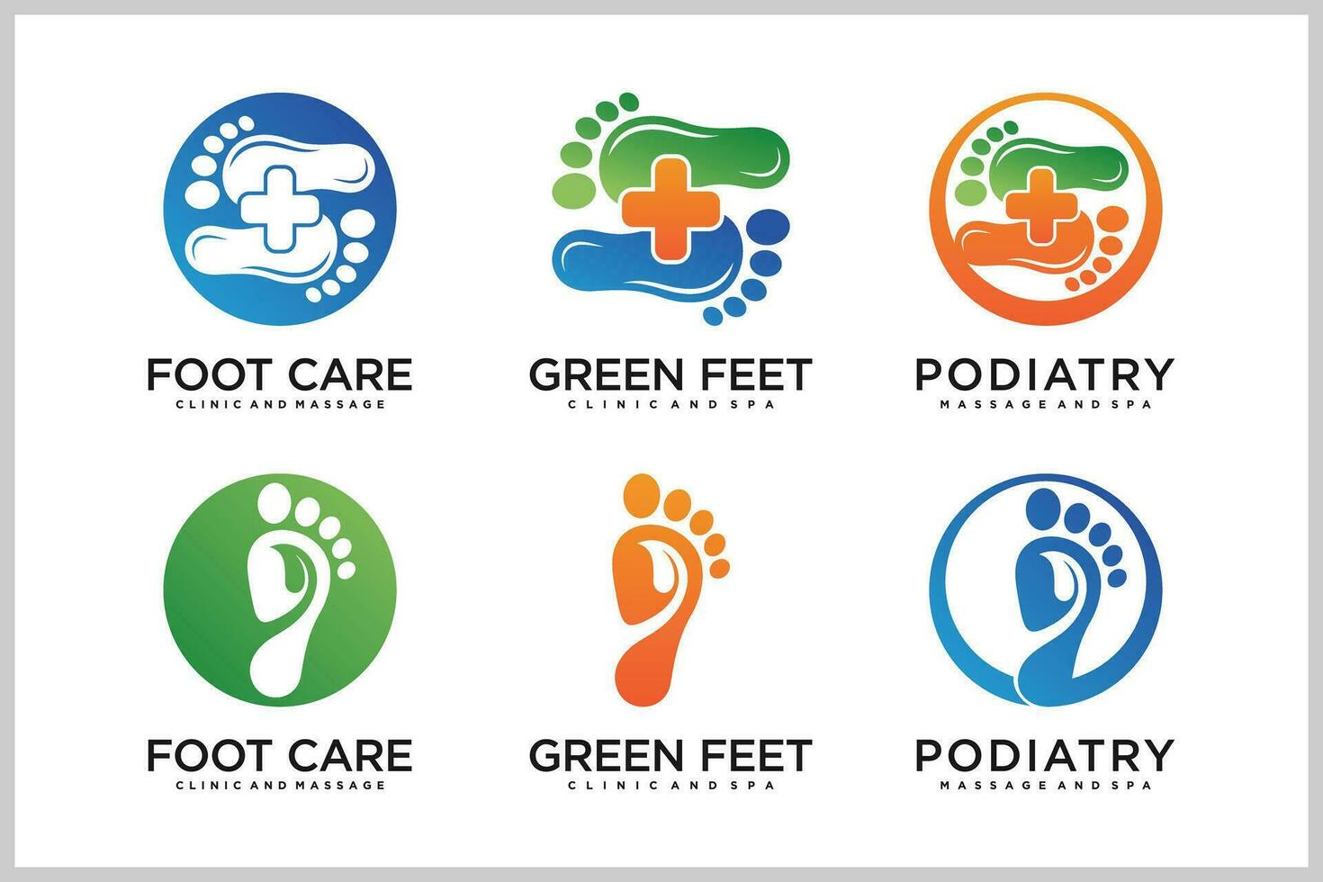 Set bundle podiatry Reflexology logo design unique concept Premium Vector