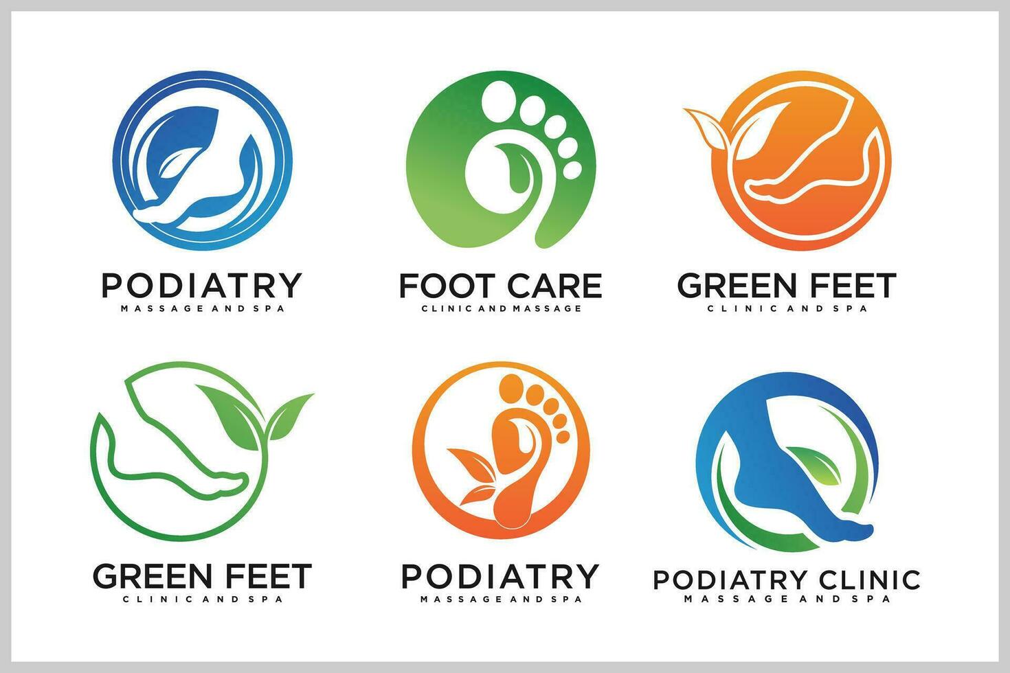 Set bundle podiatry Reflexology logo design unique concept Premium Vector