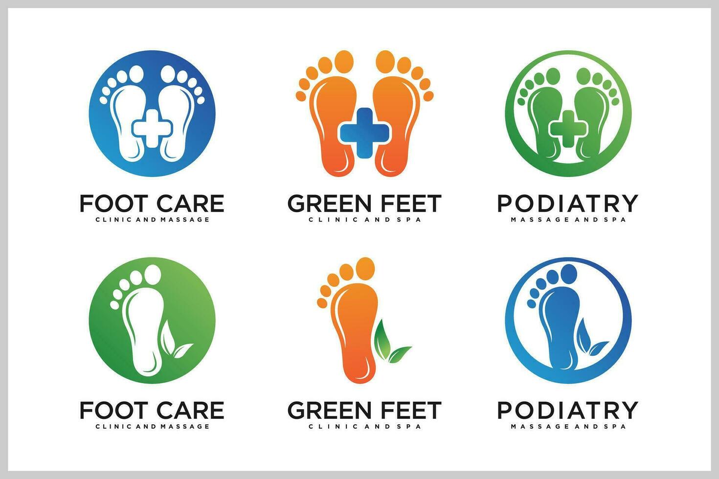 Set bundle podiatry Reflexology logo design unique concept Premium Vector