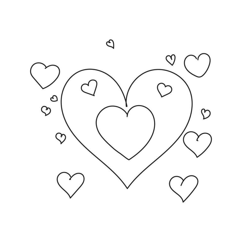 heart isolated on white background line art. vector