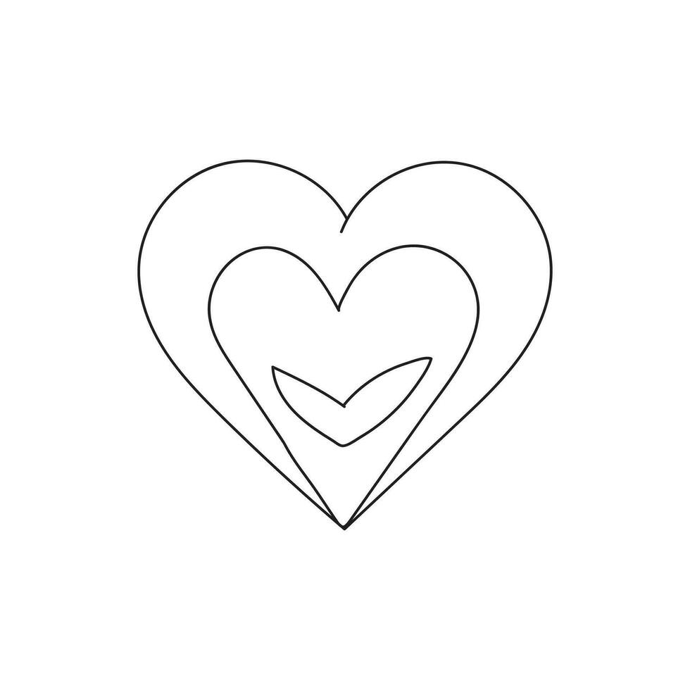 heart isolated on white background line art. vector