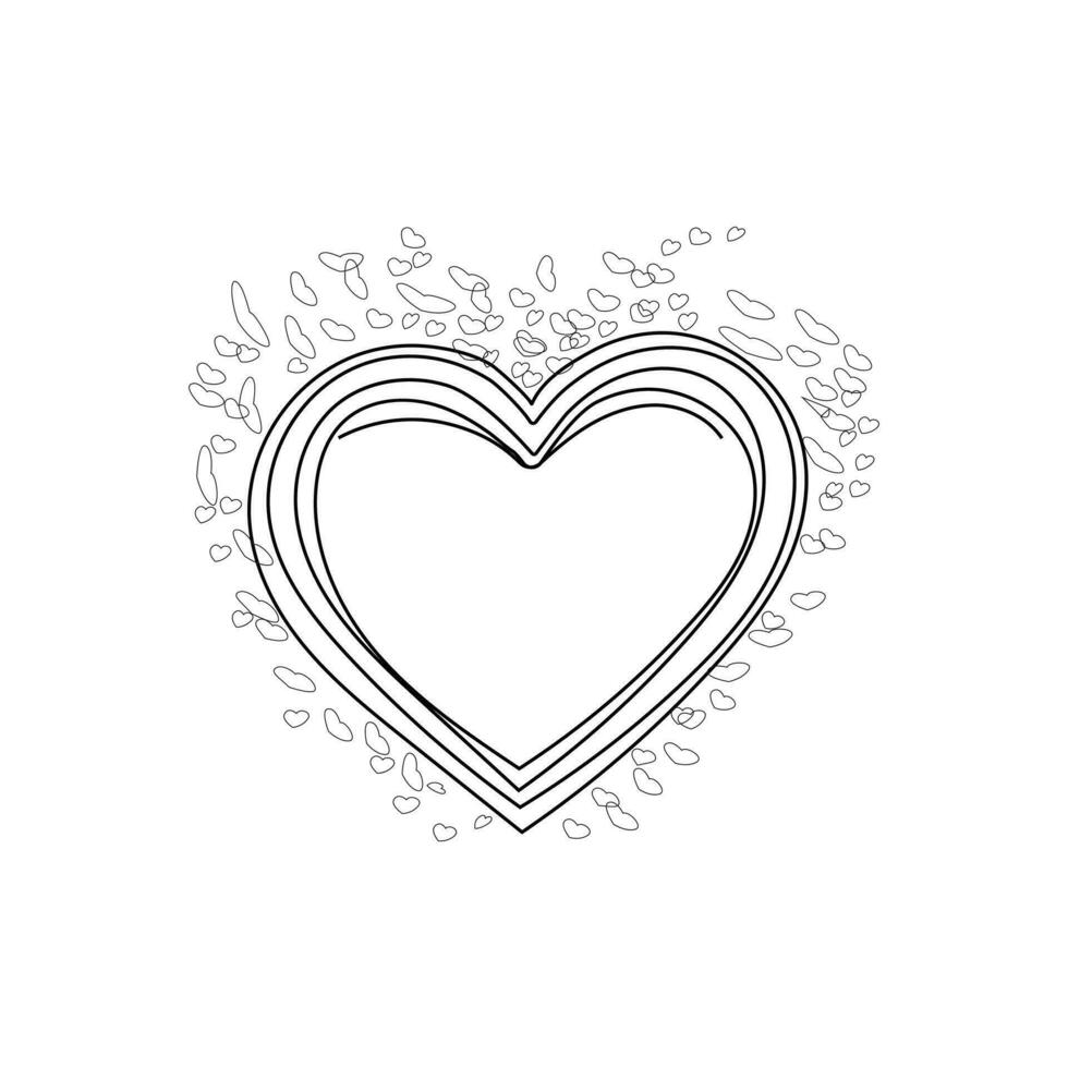 heart isolated on white background line art. vector