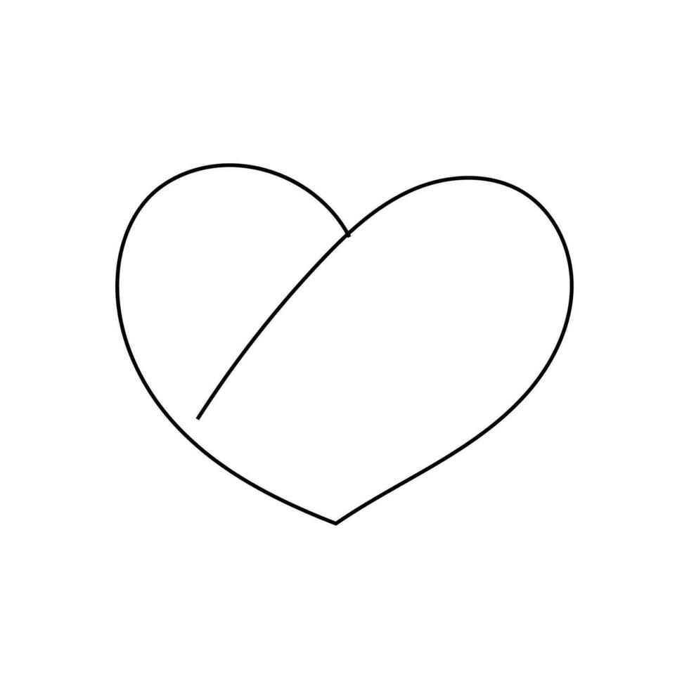 heart isolated on white background one-line art. vector