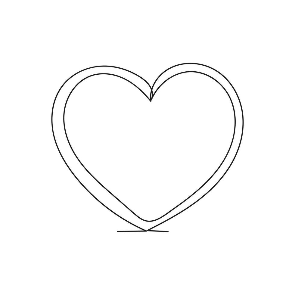 heart isolated on white background one-line art. vector