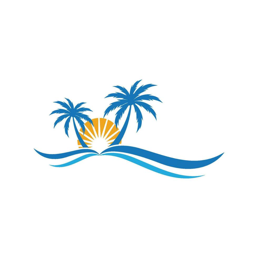Palm tree summer logo template vector