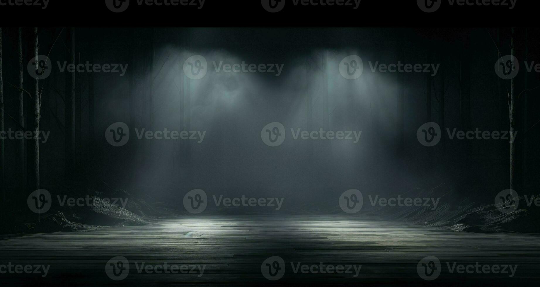 The dark stage shows dark blue background an empty dark scene neon light, AI Generated photo
