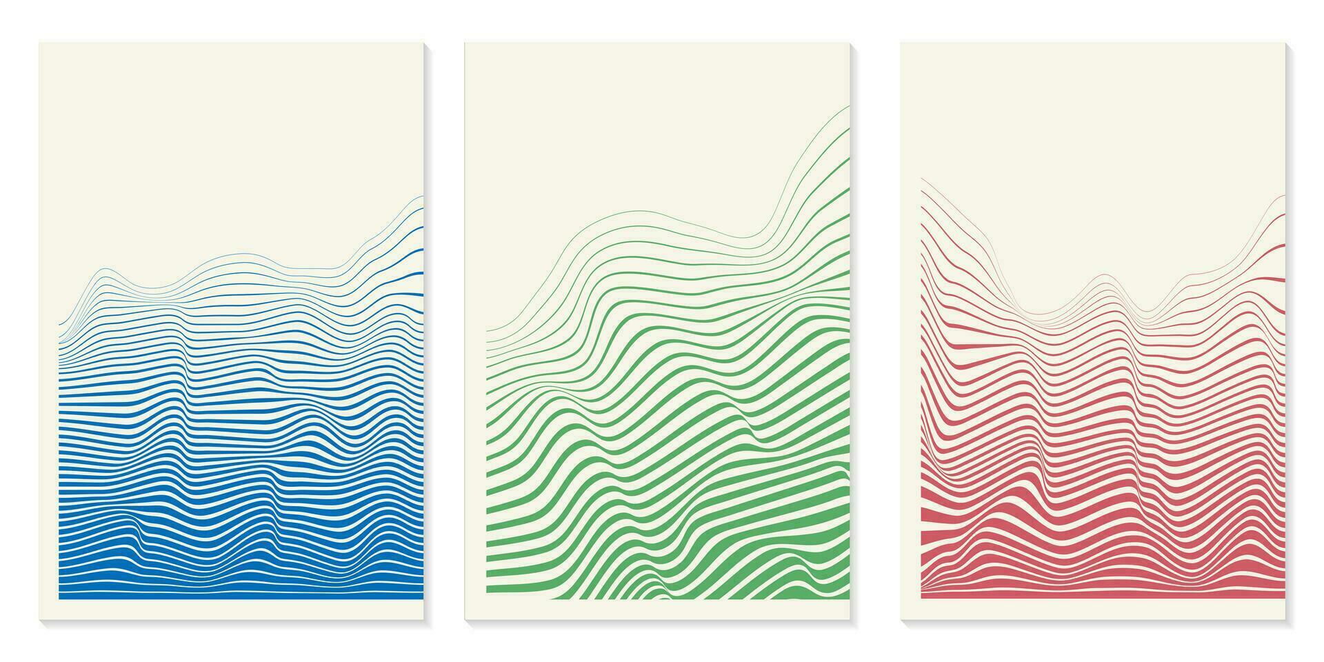 Abstract Lines. Lines Wave Poster graphic design in the style of Lines Wave Poster. 3d graphic effect. Set of templates for banner, cover, poster, postcard.Striped vector background.