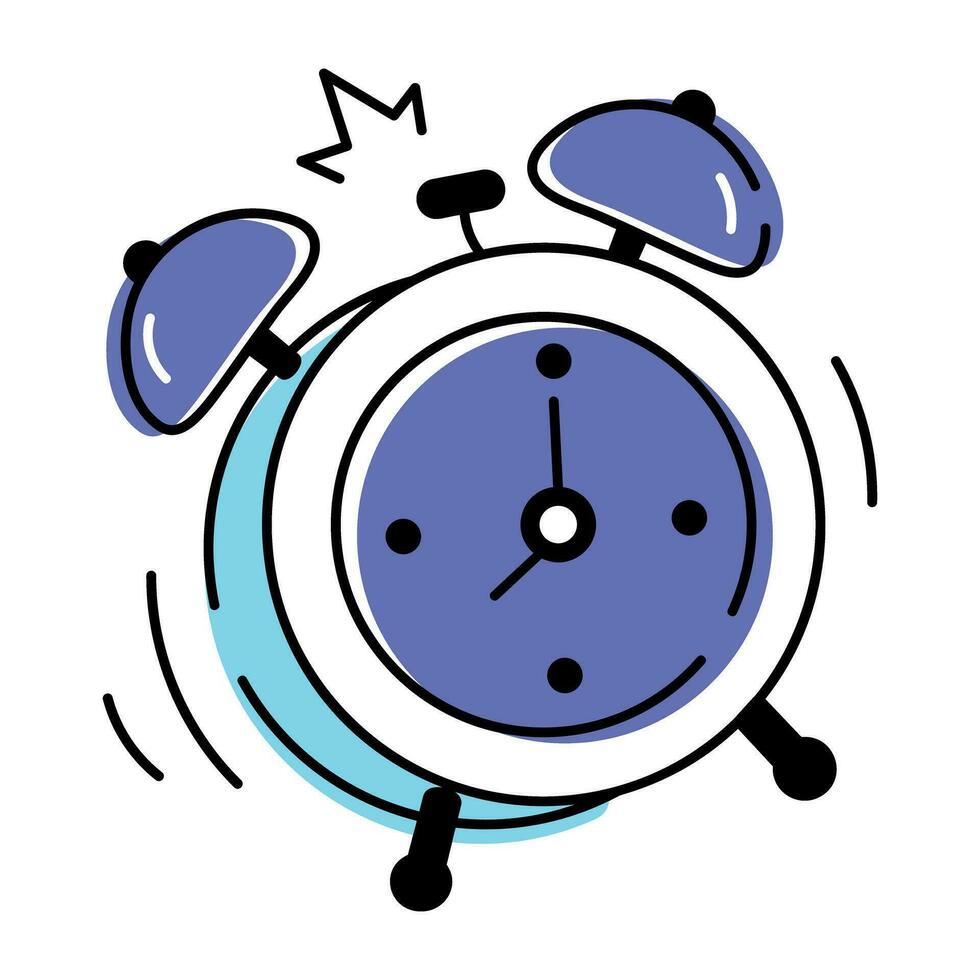 Easy to edit doodle icon of alarm clock vector