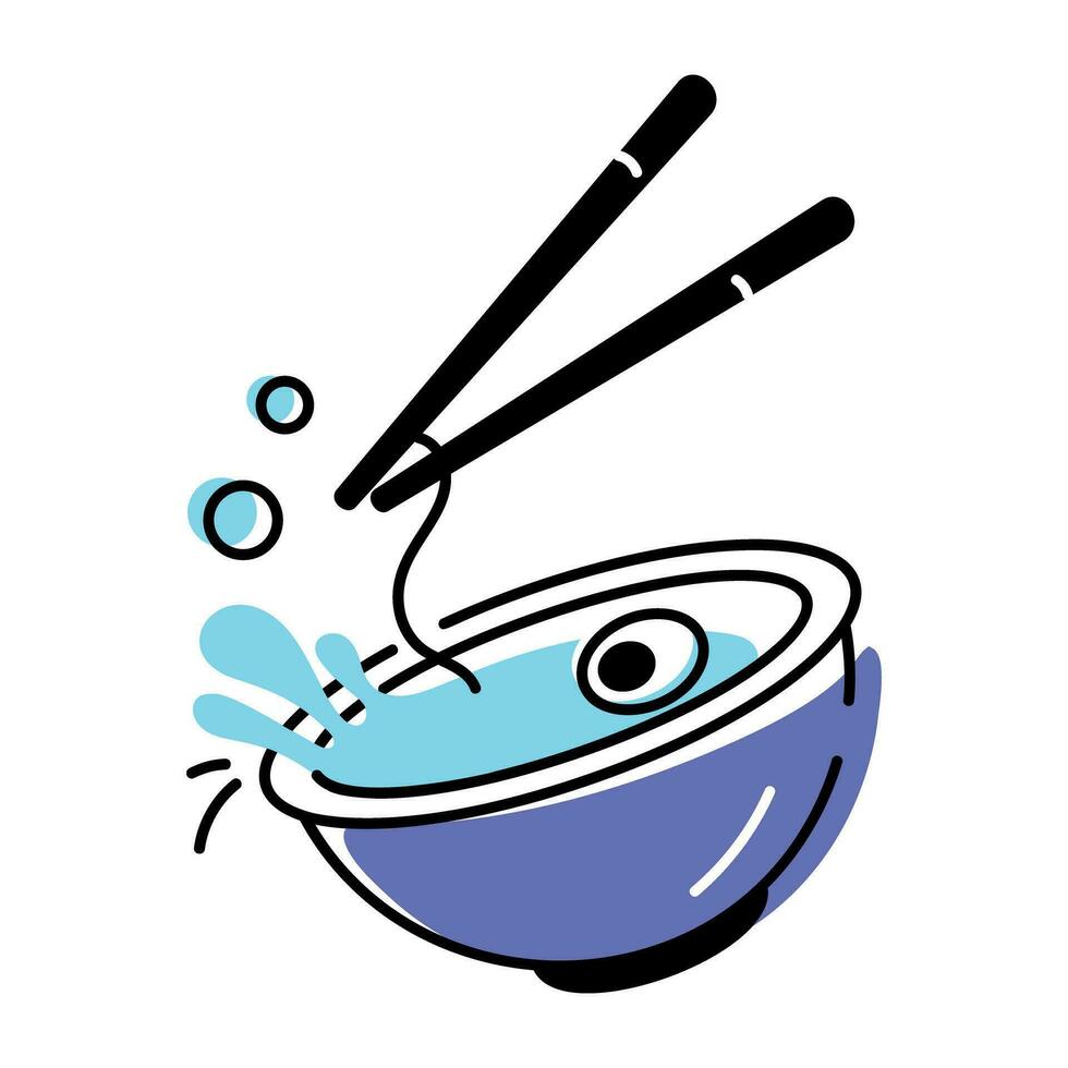 Get this doodle icon of noodles bowl vector