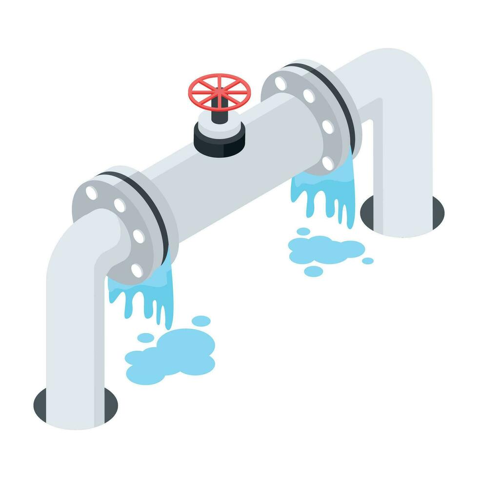 Isometric Icons of Plumbing Work vector