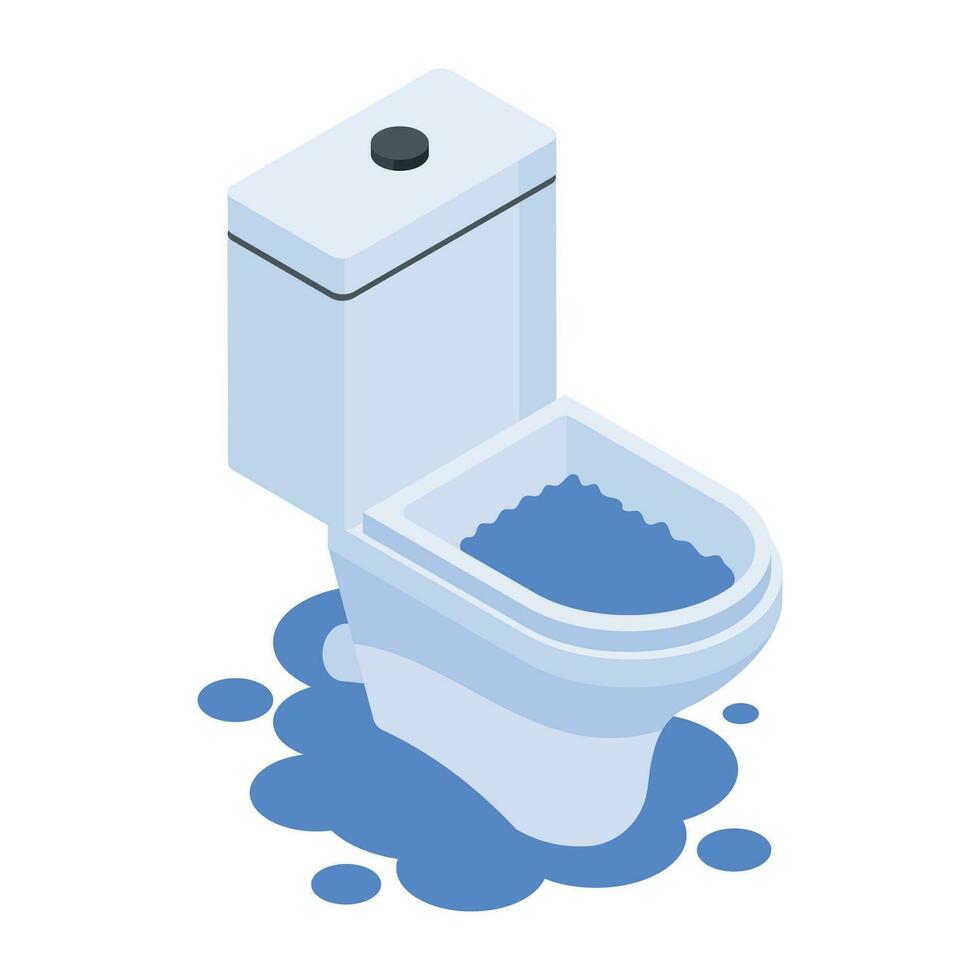 An isometric icon depicting toilet leakage vector